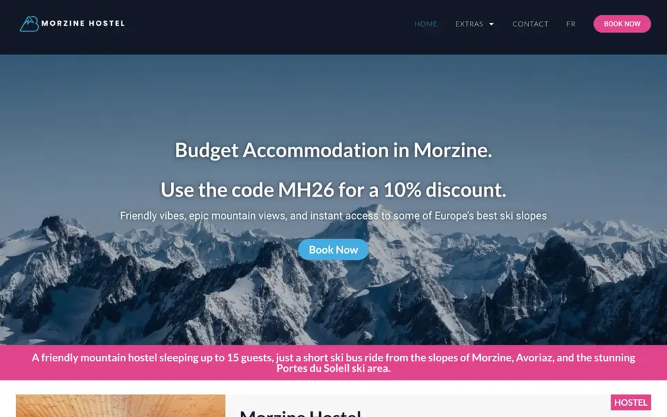 The Morzine Hostel website