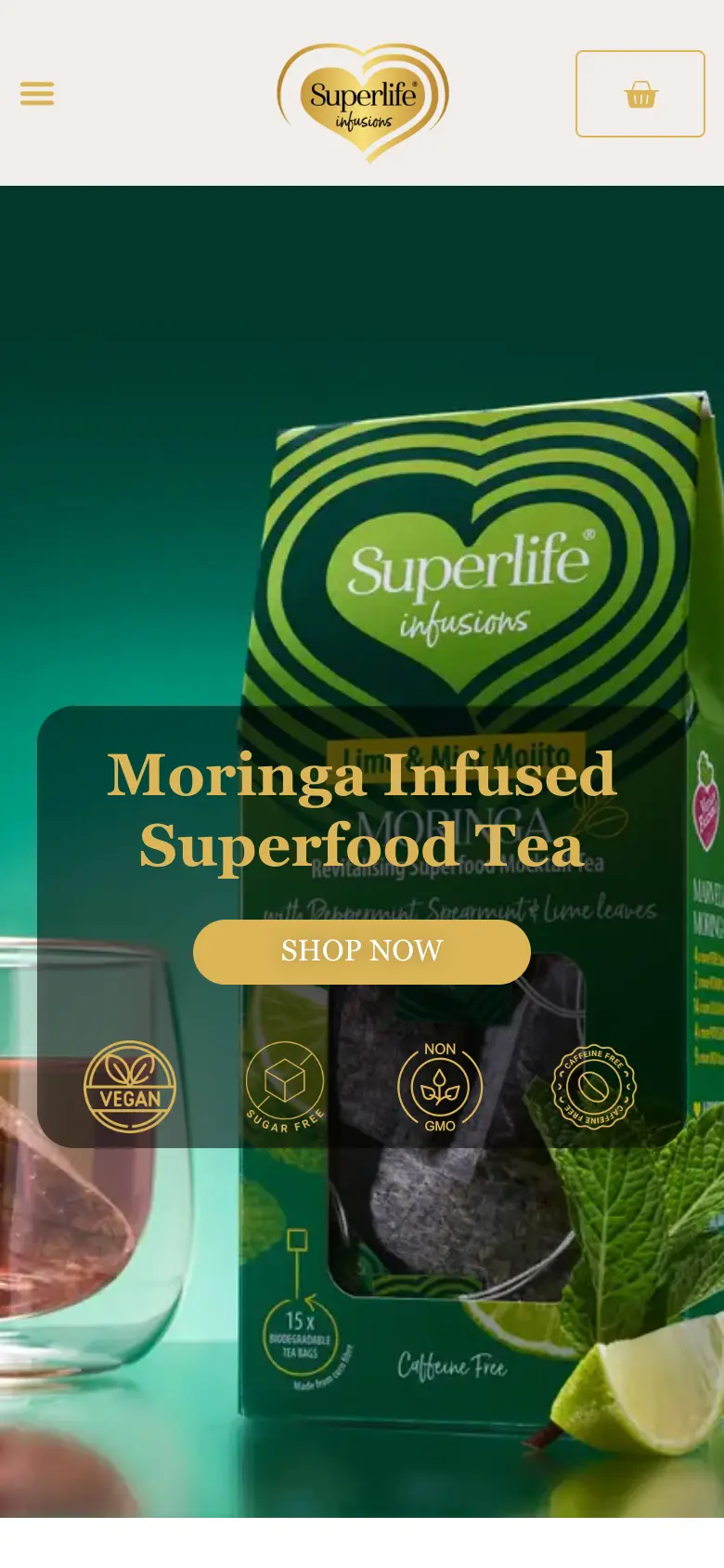 The Superlife Infusions website on a phone